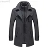 Ternos masculinos Blazers Nieuwe Mannen Wol mistura Jassen Herfst Winter Efen Kleur Koude Slip Mannen Wollen Overjas Dubbele Kraag Trenchcoat Casual Mannelijke L220902