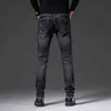 Jeans Verano Hombres Coreano Gato Barba Mano Limpiar Elástico Slim Fit Marca Pantalones