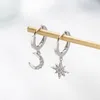 Ohrstecker, mehrfarbige Emaille-Schmetterlings-Swing-Ohrringe, mikroeingelegter Zirkon, Stern und Mond, für Damen, Modetrend-Schmuck