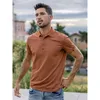 Polos masculinos Kuegou Roupas de moda de cor sólida Camisa de pólo masculino Mangas curtas Lappels de alta qualidade Top de verão plus size 6498 220902