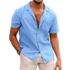 Men's Casual Shirts Mens Short Sleeve Shirt Button Up Plain Smart Pocket Formal Business Work Top Single Breasted