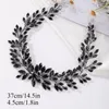 Headpieces Bridal Black Rhinestones Hair Vine Headband Wedding Beads Jewelry Prom Party Halloween Accessories For Women