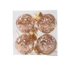 Decoração de festa 4pcs Rose Gold Christmas Balls Garden Home Tree pendurando ornamentos de bola de papel alumínio Navidad