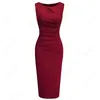 Work Dresses Women Elegant Fashion Solid Color Wear to Business Office Vinatge Bodycon Formal Dress EB600 220902