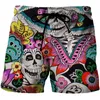 Męskie spodenki Skull Graphic Beach 3D Wzór ciemny czaszki Pasownictwo Mężczyźni/kobiety szkielet hip -hop krótkie spodnie Plus Size Odzieżę