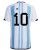 Mężczyzn Kobiet Kid Kit Argentina piłka nożna 2022 Wersja gracza Long Rleeve Maradona Dybala J.Alvarez de Paul Messis 2023 Di Maria Acuna Football koszule 23 23 mundury