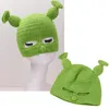 Berretti Unisex Balaclava Monster Shrek Hat Halloween Bonnet Fatto a mano Cappelli invernali lavorati a maglia Green Party Funny Skullies Beanie Cap