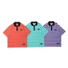 Polo da uomo ATSUNSET Camicia con bottoni a righe scure Hip Hop Streetwear Maglietta Harajuku stile vintage Pullover Top