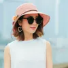 Wide Brim Hats Summer Women Beach Hat Foldable Sun Portable Straw Cap Visors Bowknot Flower Casual Travel