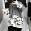 Suéter masculino japonês retrô desenho animado oversize suéter moda marca solta casal lazer pullovers pequeno padrão de ovelha mulheres 220902