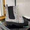 2022 hiver femme nouvelle atyle bottes courtes femal fond épais chaussette élastique plat martin bottes dames couleur mélangée tissu de laine demi chaussures taille 35-41