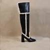 Bottes mstapchi femmes élégantes sur le genou sexy bout carré talons épais chaussures de fête nez rond haut 2022 Botas Mujer 220901