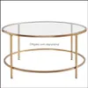 Living Room Furniture Us Stock Round Coffee Table Gold Modren Accent Tempered Glass Side For Home Living Room Mirrored Top/Gold Frame Dhmyu