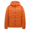 Heren down parkas jas buiten licht warm 90% witte eend veer nylon zwarte capuchon winter puff gevulde downs puffer jassen voor mannen zwart grijs oranje jassen