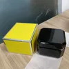 Luxury high-end watch case, high-quality black box, plastic ceramic leather material manual certificate, yellow wood outer packaging, watch accessories, watch case