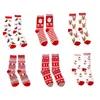 Herensokken 649D Unisex Kerst Cotton Crew Cartoon Santa Elk Snowflake Xmas Fun Hosiery