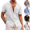 Camisas casuais masculinas masculam a camisa de manga curta Botão de bolso smart de bolso inteligente Trabalho formal