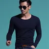 T-shirt da uomo Uomo Primavera Autunno Comfort T-shirt da uomo manica lunga O-collo T-shirt in poliestere solido Uomo Colore classico All-match Rosso Blu Nero 220902