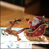 Greeting Cards 3D Up Christmas Greeting Card Laser Cut Merry Deer Santa Red Gold Cards With Envelope 10 Pieces Per Lot226H Drop Deliv Dhk04