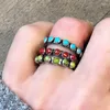 Cluster Rings Vintage Antique Silver Turquoise Red Coral Eternity Band Stacking Boho Ethnic Tribal Beach Party Bijoux Accessoires Cadeau