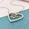 Kedjor Sy Simple Love Woman Jewelry Rostfritt stål Håligt persikan Hjärthalsband 12 Färger Birthstone Color Stone Pendant