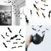 Andra evenemangsfestleveranser 122448PCS PVC 4D Halloween Bat Wall Stickers Halloween Dekorationer Livtro svarta fladdermöss Läskiga rekvisita DIY Hemrum Väggdekaler 220901