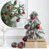 Andere evenementenfeestjes 816PCS Plush Grid Patroon kerstbal ornamenten met natuurlijke dennenappels bladeren kerstboom ornamenten hanger in doos ballen 220901