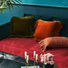 Pillow Deluxe Euro Cover Soft Decorative Case With Wrinkle Tassel For Couch Bed Rectangle Solid Color 30x50cm