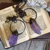 Pendant Necklaces NM35279 Large Crystal Amethyst Wand Necklace Gypsy Jewelry Purple Electroformed Goth Gift