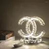 Table Lamps Romantic Diamond Crystal Shadow LED Atmosphere Projection Light Ring For Restaurant Bar Bedside Decor Lamp