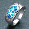 Wedding Rings Classic Silver Color Band Ring White Small Zircon Engagement Blue Fire Opal Geometric Stone For Women Jewelry