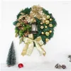 장식용 꽃 2022 조명이있는 신성한 크리스마스 화환 장신구 정문 벽 장식 메리 나무 인공 화환