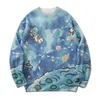 Men s Sweaters Fashion Hip Hop Streetwear Knitted Full Starry Sky Print Harajuku Autumn Casual Couple Pullovers 220902