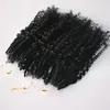 2022 Popüler Stil CE Sertifikalı Mikro Yüzük Saç Uzantıları 400S/Lot Kinky Kıvırcık Döngü Saç Siyah Doğal Renk