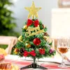 Christmas Decorations 30cm Mini Tree With Lights Gadgets Bow Bells Pine Cone Gifts Desktop Year