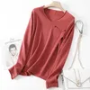 Women's Sweaters 2022 Spring Women 100%Pure Cotton Thread Long-Sleeved T-Shirt Linen Sweater V-Neck Bottoming Knit Top Thin Large Size