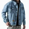 남자 재킷 가을 가을 남자의 블루 데님 패션 캐주얼 한 색소 옷장 싱글 가슴 포켓 진 재킷 남성 chaquetas hombre