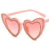 Women Sunglasses Asymmetric Heart Sun Glasses Diamond Adumbral Anti-UV Spectacles Oversize Frame Eyeglasses Ornamental