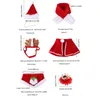 Pet Christmas Costume Outfit Set Reindeer Antlers pannband Santa Christmas Hat Red Scarf and Pet Cloak för hundkatt Pets Xmas Party Cosplay Supplies