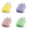 Quick Charge Macaron 6 Colors USB Charger 3 Charging Heads 5V 2A EU US Type Adapter For Cell Phone