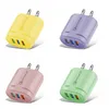 Snabbladdning Macaron 6 F￤rger USB -laddare 3 Laddningshuvuden 5V 2A EU US Type Adapter f￶r mobiltelefon