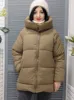 Womens Down Parkas Womens Winter Parkas Hoodie Green Jacket Coat Zip Up Thick Puffer Coat Woman Cotton Padding Winter Jackets For Women Puffer 220902