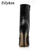 Botas Eilyken 2022 Novo tornozelo de grãos de pele de cobra para mulheres saltos altos moda de ponta dos pés Sexy Sapatos Sexy Sapatos Tamanho 35-42 220901