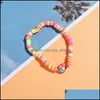 Charm Bracelets Kinds Friut Charms Bracelet Set Summer Beach Jewelry Colorf Soft Polymer Clay Disc Elastic Bracelets For Dhseller2010 Dhx0I