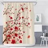 Japanische Kirschpflaumenblüte Duschvorhänge Badezimmer Vorhang wasserdichte Polyester Badezimmer Vorhänge mit Haken 20220902 D3