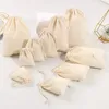 7x9 9x12 10x15 13x18 15x20cm cotton drawstring bag Small Muslin Bracelet Gifts Jewelry Packaging Bags Cute Gift Bags Pouches 3154 T2