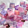 선물 랩 46pcs 분홍색 자주색 사랑 끈적 끈적한 일기 스티커 미적 재료 스크랩북 스크랩북 스티커 노트북 사무실 문구 포장