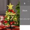 Christmas Decorations 30cm Mini Tree With Lights Gadgets Bow Bells Pine Cone Gifts Desktop Year