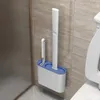 Tuvalet Fırçaları Tutucular Düz Tuvalet Fırçası Tutucu ile Seti Uzun Kullanımlı TPR Silikon Temizleyici Fırçalar Beyaz Gri Duvar Monte WC Banyo Aksesuarları 220902
