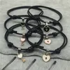 Couple Trendy Bracelet For Friend Lock Key Design Black Color Rope Bracelet Wholesale Jewelry 2 pcs set